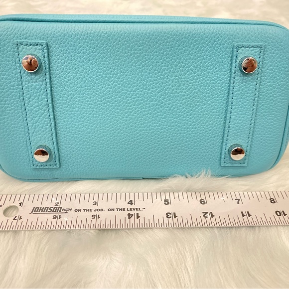 Blue Mini 20CM TOGO leather top handle Satchel bag silver Lock key - Picture 7 of 16